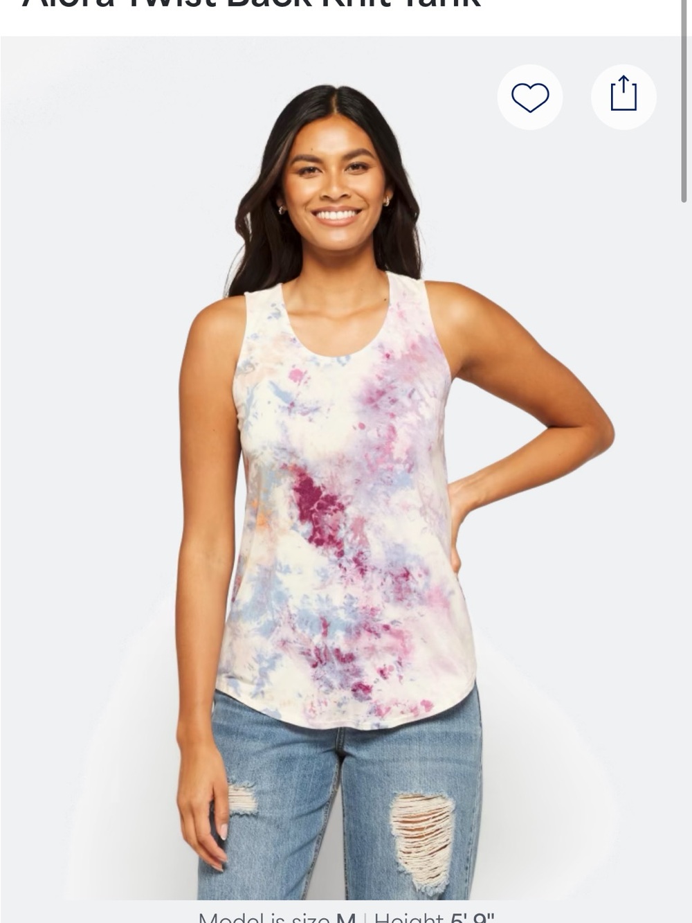 Market & Spruce Multicolor Tie-Dye Scoop Neck Tank - Pink, Blue, Cream